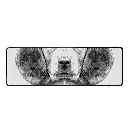 Black And White Drawing Beagle Print Long Kitchen Mat