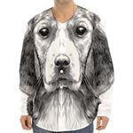 Black And White Drawing Beagle Print Long Sleeve Baseball Jersey