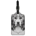 Black And White Drawing Beagle Print Luggage Tag