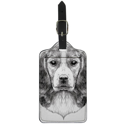 Black And White Drawing Beagle Print Luggage Tag