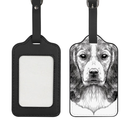 Black And White Drawing Beagle Print Luggage Tag