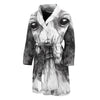 Black And White Drawing Beagle Print Men's Bathrobe