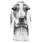 Black And White Drawing Beagle Print Men's Bathrobe