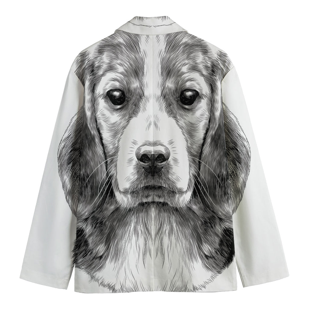 Black And White Drawing Beagle Print Men's Blazer