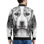 Black And White Drawing Beagle Print Men's Bomber Jacket