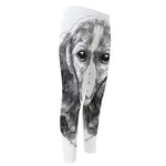 Black And White Drawing Beagle Print Men's Compression Pants