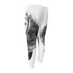 Black And White Drawing Beagle Print Men's Compression Pants