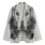 Black And White Drawing Beagle Print Men's Cotton Blazer