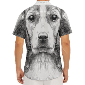 Black And White Drawing Beagle Print Men's Deep V-Neck Shirt