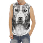 Black And White Drawing Beagle Print Men's Fitness Tank Top