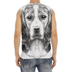 Black And White Drawing Beagle Print Men's Fitness Tank Top