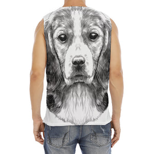 Black And White Drawing Beagle Print Men's Fitness Tank Top