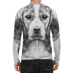 Black And White Drawing Beagle Print Men's Long Sleeve Rash Guard