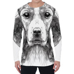 Black And White Drawing Beagle Print Men's Long Sleeve T-Shirt