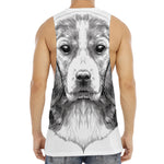 Black And White Drawing Beagle Print Men's Muscle Tank Top