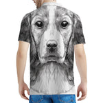 Black And White Drawing Beagle Print Men's Polo Shirt