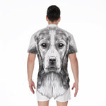 Black And White Drawing Beagle Print Men's Rompers