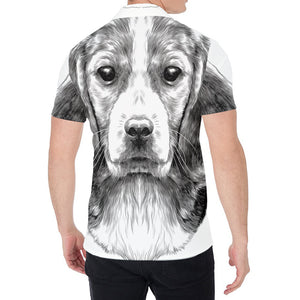 Black And White Drawing Beagle Print Men's Shirt