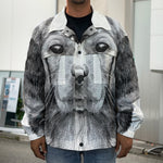 Black And White Drawing Beagle Print Men's Shirt Jacket