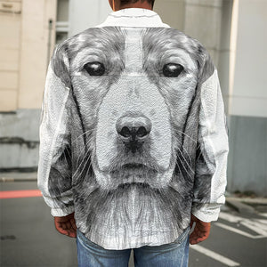 Black And White Drawing Beagle Print Men's Shirt Jacket