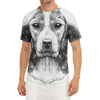 Black And White Drawing Beagle Print Men's Short Sleeve Rash Guard