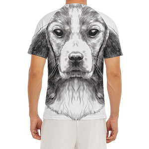 Black And White Drawing Beagle Print Men's Short Sleeve Rash Guard