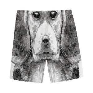 Black And White Drawing Beagle Print Men's Sports Shorts