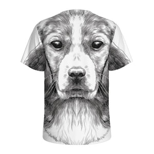 Black And White Drawing Beagle Print Men's Sports T-Shirt