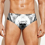 Black And White Drawing Beagle Print Men's Swim Briefs