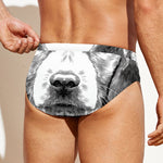 Black And White Drawing Beagle Print Men's Swim Briefs