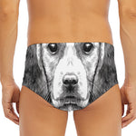 Black And White Drawing Beagle Print Men's Triangle Swim Briefs