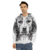 Black And White Drawing Beagle Print Men's Velvet Pullover Hoodie