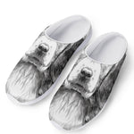 Black And White Drawing Beagle Print Mesh Casual Shoes