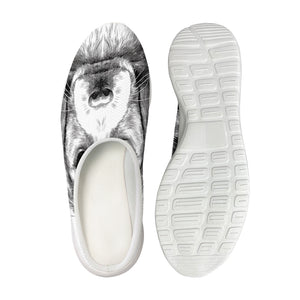 Black And White Drawing Beagle Print Mesh Casual Shoes