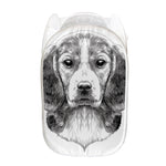 Black And White Drawing Beagle Print Mesh Laundry Hamper