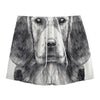 Black And White Drawing Beagle Print Mesh Shorts