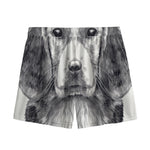 Black And White Drawing Beagle Print Mesh Shorts