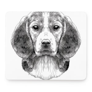 Black And White Drawing Beagle Print Mouse Pad