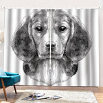 Black And White Drawing Beagle Print Pencil Pleat Curtains