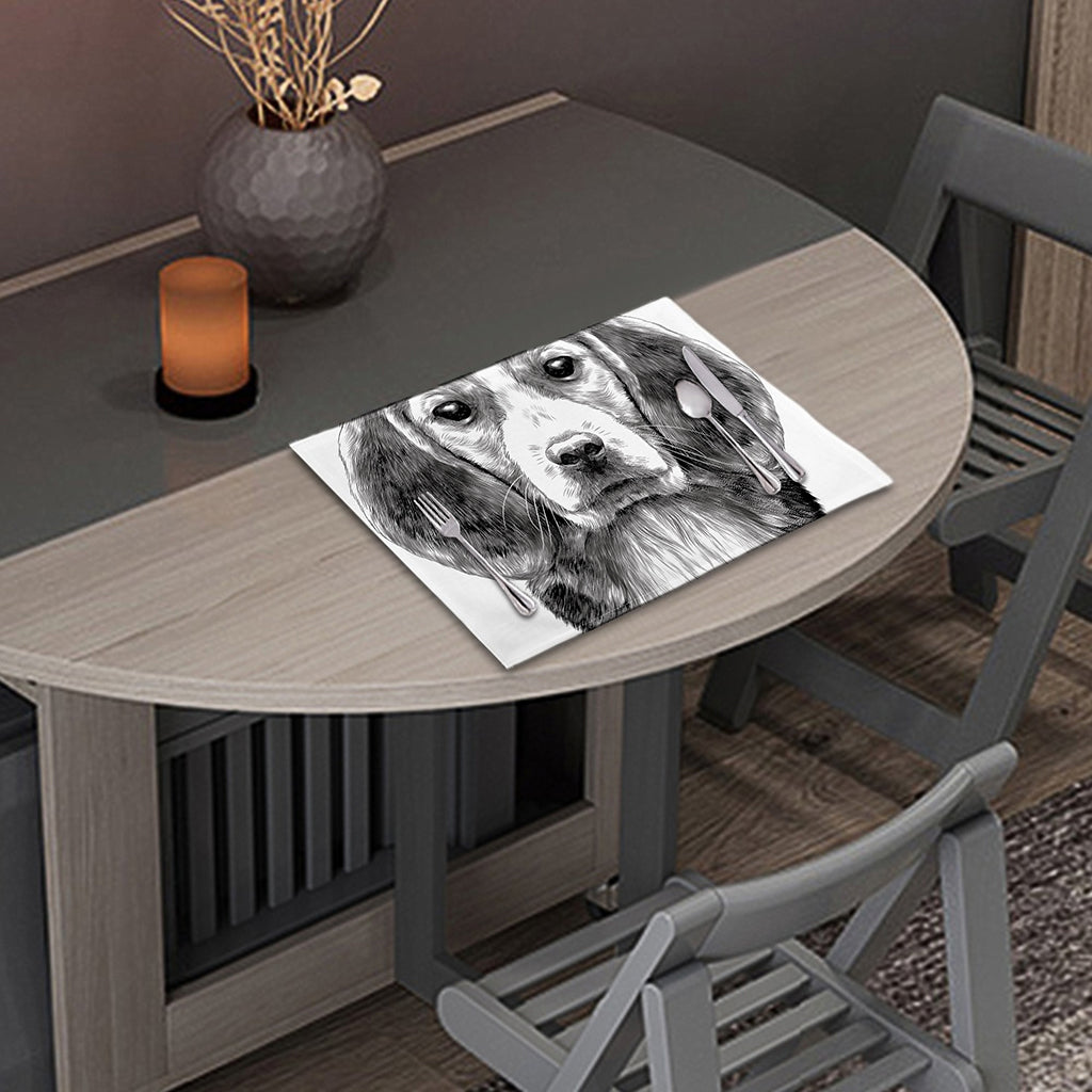 Black And White Drawing Beagle Print Placemat
