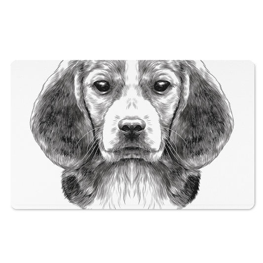 Black And White Drawing Beagle Print Polyester Doormat