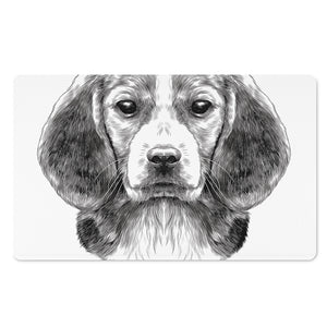 Black And White Drawing Beagle Print Polyester Doormat