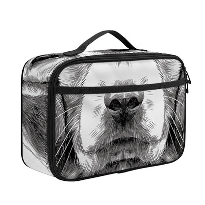 Black And White Drawing Beagle Print Portable Lunch Bag