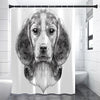 Black And White Drawing Beagle Print Premium Shower Curtain