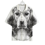 Black And White Drawing Beagle Print Rayon Hawaiian Shirt