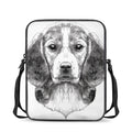 Black And White Drawing Beagle Print Rectangular Crossbody Bag