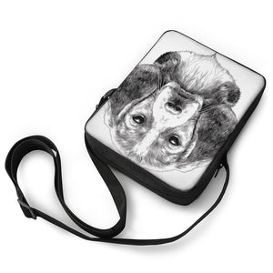 Black And White Drawing Beagle Print Rectangular Crossbody Bag