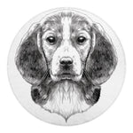 Black And White Drawing Beagle Print Round Blanket