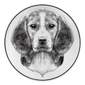 Black And White Drawing Beagle Print Round Floor Mat