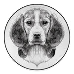 Black And White Drawing Beagle Print Round Floor Mat